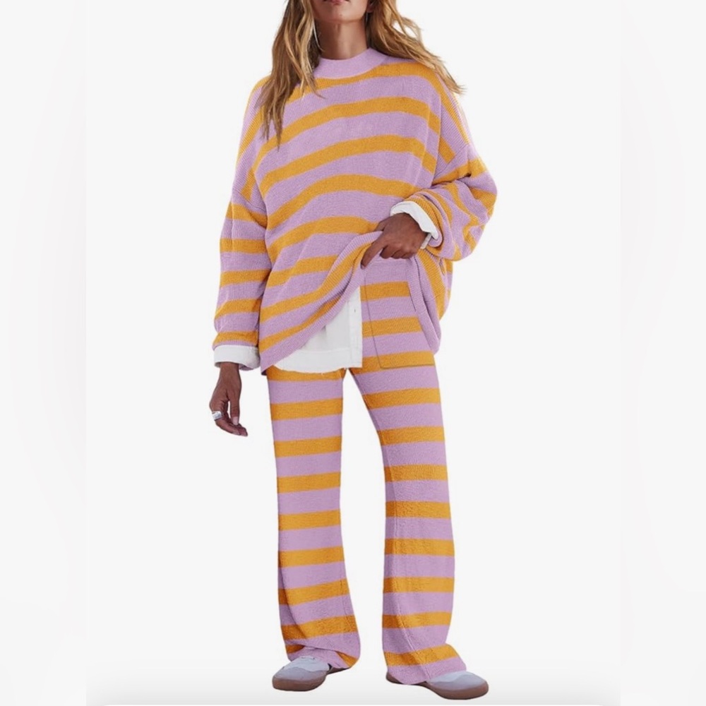 Striped Purple and Yellow Women's Sweater
